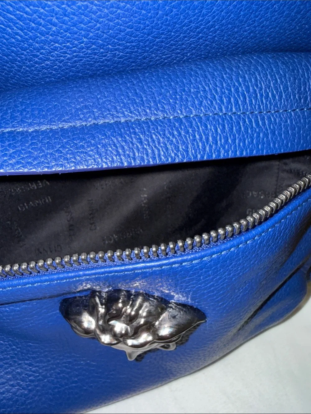 New Versace Royal Blue Leather Medusa Backpack